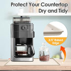 Silicone Coffee Maker Mat with Lip, 19.7'' x 15'' Heavy Duty Coffee Maker Mat for Countertops, Coffee Tray Fit Under Coffee Machine Appliance Automatic Machines Espresso Accessory, Cream White