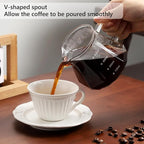 Bincoo 400ML Pour Over Coffee Maker Set with Filter Paper,Ceramic Coffee Dripper with Wood Stand Set for 1-2 Cups-Professional Brewing Tools for Pour Over & Drip for Home Office (Black)
