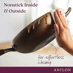 Anolon Advanced Home Hard Anodized Nonstick Deep Frying Skillet with Lid, 12-Inch Ultimate Pan, Bronze