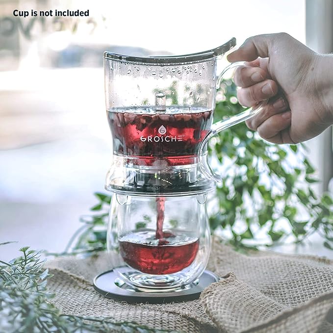 GROSCHE Aberdeen Tea Infuser Teapot & Smart Tea Maker - BPA-Free, Drip-Free Design | Coaster | Easy Brew | Easy Clean Steeper | Loose Leaf Brewing - Stylish Design | 17.7 oz - 525 ml - Black