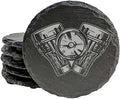 Power & Protection: V-Twin Engine Coasters for Your Ride - Round Slate - Set of 4
