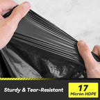 100 Count 55-60 Gallon Trash Bags, Sturdy & Tear-Resistant Commercial Can Liners 55 Gallon, Large Garbage Bags, Large Black Trash Bags for Commercial, Lawn and Leaf Bags