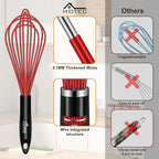 HOTEC 4 Pieces Silicone Whisks Set, Wire Balloon Whisks Egg Beater, Non-slip Handle Whisk for Non-stick Cookware Perfect for Cooking, Stirring, Beating and Blending (Multicolor)