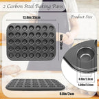 Muffin Pan, 2 Pcs 35 Cup Cupcake Pan Muffin Tin Non Stick Muffin Pan Steel Mini Muffin Tin For Baking Cheesecake Tailgate Party Supplies, Dishwasher Safe, 13.8 X 10.4 X 0.8 Inches