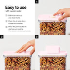 VAKUEN Premium Airtight Food Storage Containers ROSE Pink Lid, 1.0L(1.06qt) x2pcs Container. Patented Double Silicone Lining, 100% Leak Proof, BPA-FREE