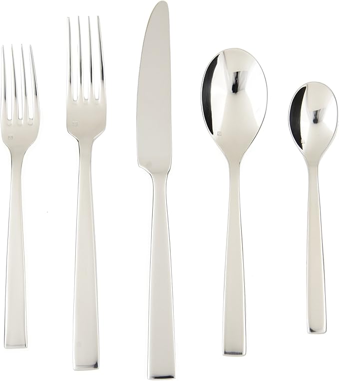 Fortessa Spada 18/10 Stainless Steel Flatware, 5 Piece Place Setting, Service for 1