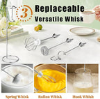 Nahida Milk Frother Wand for Coffee Frother Handheld with Stand Electric Whisk with 3 Heads 3 Speeds Drink Mixer Coffee Frother Foam Maker For Latte, Cappuccino, Hot Chocolate, Egg - Green