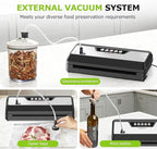 Bonsenkitchen Vacuum Sealer Machine with Built-in Cutter and Bag Storage for Sous Vide and Meal Prep | Compact Food Sealer with Multiple Modes | 1 Roll Bag & 5 Pre-Cut Bags, Black-Stainless Steel