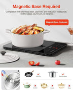Portable Induction Cooktop, 1°C Precision Control, Dual Temp Display, 1L Boils in 4 Mins, Ultra-Slim 26mm Burner, 6 Cooking Modes, 3-Hour Timer, Glass Surface, for Magnetic Cookware Only