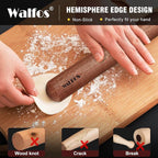 Walfos French Rolling Pin Set - Natural Wooden Rolling Pins (8inch, 15.7inch) With Non-stick Silicone Fiber Pastry Mat, Baking Dough Roller for Pizza, Pie, Pasta, Bread, Pastry