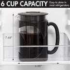 Primula Burke Deluxe Cold Brew Iced Coffee Maker, Comfort Grip Handle, Durable Glass Carafe, Removable Mesh Filter, Perfect 6 Cup Size, Dishwasher Safe, 1.6 qt, Black