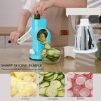 Rotary Cheese Grater with Handle-Versatile Cheese Grater Non-Slip Suction Base,Cheese Shredder & Food Slicer for Cheese,Carrots, Cucumbers,Nuts-Compact & Easy Clean Kitchen Kitchen Tool (dark blue)