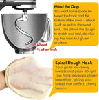 Stainless Steel Spiral Dough Hook，Accessories and Attachments for KitchenAid Mixers, Fit 6 QT Tulip Shaped Bowl