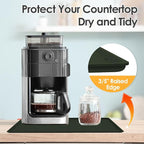 Silicone Coffee Maker Mat with Lip, 19.7'' x 15'' Heavy Duty Coffee Maker Mat for Countertops, Coffee Tray Fit Under Coffee Machine Appliance Automatic Machines Espresso Accessory, Dark Olive Green