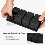 Samuelworld Large Silicone Ice Cube Tray Molds, Big 2 Inch Cubes 3 Pack- Food Grade, Flexible, 8 Cavity Easy Release Slow Melting Ice for Whiskey, Cocktails, Gifts & Christmas - Black (Ice Bag)