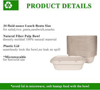 50-pack 34 oz Disposable Food Containers with Lids, Sugarcane Pulp Take Out Containers, Compostable To-Go Microwave Safe Lunch Box for Meal Prep, Salad, Pasta, Nacho, Burrito