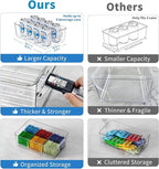 4 Pack Clear Pantry Organizers and Storage Bins with Divider, Transparent Plastic Basket, Refrigerator and Fridge Bins