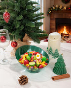 bUCLA 12 Pack Clear Green Plastic Serving Bowls - 20 OZ Christmas Angled Serving Bowls Disposable for Chip, Candy, Salad & Fruit - Ideal for X’mas Party