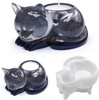 Cat Candle Holder Animal Cylinder Candle & Resin Mold - Resin Casting Silicone Molds for Home Decor & Candle Making Wave Spiral Mold