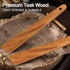 2 Pcs Teak Wood Spatula Set Non Toxic Cooking Utensils Spurtle Kitchen Tools Turner Bamboo Wooden Spatulas for Cooking Spoon Flat Egg Flipper Spatula Kitchen Utensil Set Sourdough Scraper Stirrer