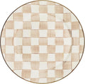 MACKENZIE-CHILDS Enamel Charger Plate, Charger Decoration Plate for Dinner Plates or Home Decor, 12 Inches, Brown-and-White Mocha Check