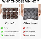 Vinino Silicone Brownie Pan With Dividers, 2 Pack Mini Loaf Pan for Baking Individual, Nonstick 12 Cups Square Muffin Cupcake Pans with Metal Reinforced Frame-Cream