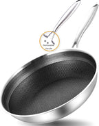 LOLYKITCH 10-12 Inch Hybrid Tri-Ply Stainless Steel Nonstick Chef's Frying Pan Set,Skillets,Induction Cooking Pan,Oven & Dishwasher Safe.