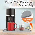TOHONFOO Silicone Coffee Maker Mat with Lip, 17.4'' x 10.6'' Heavy Duty Coffee Maker Mat for Countertops, Coffee Tray Fit Under Coffee Machine Appliance Automatic Machines Espresso Accessory, Grey