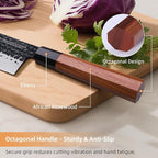 FINDKING Dynasty Series Serbian Chefs Knife with Leather Sheath, Heavy Duty Meat Cleaver, 9Cr18MoV High Carbon Steel Blade, African Rosewood Octagonal Handle, for Meat, Chicken Bones, 6.5 Inches