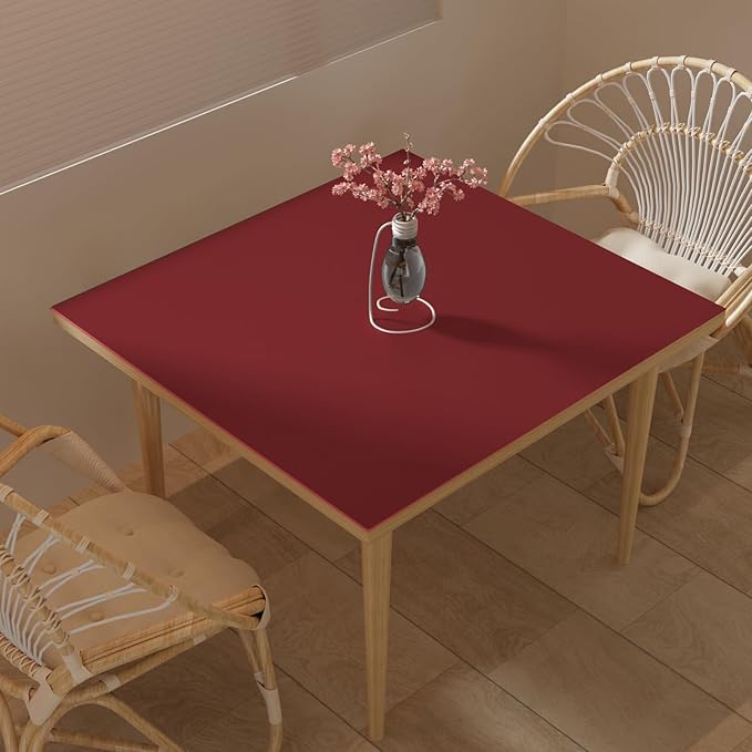 Leather Table Cover,1.8mm Thick,42x42 Inch Table Protector,Table Protector for Dining Room Table,Dining Table Cover,Table Cover Protector,Coffee Table Covers(Black+Wine Red,42x42)