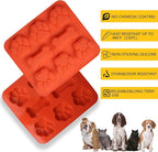 2 Pack Puppy Dog Paw and Bone Shaped 2 in 1 Silicone Molds, Reusable Non-Stick Ice Cube Trays & Candy Chocolate Molds for Homemade Dog Treats, Pudding & Baking Biscuit(Red Purple)