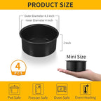 P&P CHEF Non-stick Cake Pan Set of 4, 4 Inch Round Baking Cake Pans Tins for Tier Smash Cakes, Non-Toxic & Solid, Stainless Steel Core & Leak-Proof, 4Pcs