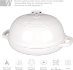 Enameled Cast Iron Dutch Oven Pot with Lid, Bread Oven for Sourdough Bread Baking, Dutch Ovens with Bread Proofing Basket& Baking Supplies Set, 6 Quart, White