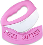 Premium Pizza Cutter Food Chopper-Super Sharp Blade Stainless Steel Pizza Cutter Rocker Slicer with Protective Sheath Multi Function Pizza Knife Kitchen Tools,Dishwasher Safe (Pink)