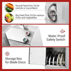 Commercial Food Processor with 5 Blades, Electric Vegetable Slicer & Chopper for Restaurant Kitchen - Stainless Steel Multifunctional Shredder, Slicer