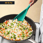 Silicone Spatula Spoon, Great for Both Cooking and Serving Durable BPA-Free Matte Black Silicone, Seamless Design, Safe for Nonstick Cooking Surfaces, 2-Pcs, Teal