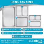 BIRDROCK HOME Stainless Steel Steam Table Pan - Hotel, Restaurant & Catering Supplies - 24 Gauge Steel, 1.2 qt Capacity - Meal Prep, Cooking, & Food Storage Container - 2.5" Depth, 1/6-Size (6 Pack)
