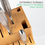 Coninx Rubber Wood Kitchen Knife Block - 15 Slots Knife Holder - Professional Quality Wood Knife Organizer - Secure Knife Stand To Keep Knives Neat & Sharp - Knife Blocks for Kitchen Knife Storage