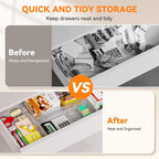 Criusia Utensil Drawer Organizer for Kitchen, 8 Pack Silverware Organizer Utensil Holder, Clear Plastic Drawer Dividers for Flatware, Cutlery, Kitchen Gadgets Accessories, Organizador de Cocina