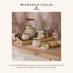 MACKENZIE-CHILDS Enamel Salad and Dessert Plate, Small Plate for a Dessert or Appetizer Dish, 8 Inches, Brown-and-White Mocha Check