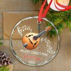 Personalized Mandolin Glass Ornament Xmas 2025, Musical Instrument Christmas Ornament Gift for Mandolin Player, Customized Text & Name Mandolinist Glass Keepsake, Instrument Lover Christmas Ornaments