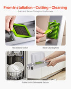 VEVOR Vegetable Chopper, Food Veggie Cutter with 3 Stainless Steel Blades, Onion Slicer with Container, Salad Potato Dicer Kitchen Gadgets & Essentials Home Appliances Tools for Easy DIY, Silver