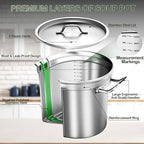 Stainless Steel Stock Pot,100 QT Large Stock Pot with Lid, Heavy Duty Tri-Ply Bottom Commercial Grade Stock Pots for Boiling Cooking Soup Stew Thick Bottom Big Stockpots, Deep Cookware