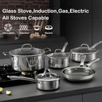 Sauce pan with lid,2.5 Quart Hybrid Nonstick Sauce pans set, Stainless Steel cookware,non stick Pots PFOA Free,Works on Induction,Ceramic and Gas Cooktops