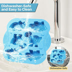 2-Pack Silicone Dinosaur Molds with Lids, Multi-Purpose Jello Molds for Kids, Dinosaur Silicone Mold for Chocolate, Baking & Crafting Tool for Cake, Candy, Jello, Ice Cubes - Blue