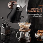 Gooseneck Electric Kettle with ±1℉ Temperature Control, KOIOS 1200W Quick Heating Gooseneck Kettle for Pour Over Coffee & Tea, 2 hours Temp Hold, Auto Shut-Off & Boil-Dry Protection, Matte Black