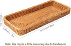 Rectangular Rattan Tray, Long Woven Tray Rectangle Tray, Flat Rattan Serving Tray for Breakfast, Drinks, Snacks(15.75''x6.69''x1.57'')