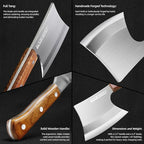 KOFERY 6.5" Meat Cleaver Knife - Heavy Duty Bone Chopper, Axe Bone Breaker with Pear Wood Handle, Butcher Knife for Kitchen and Restaurant