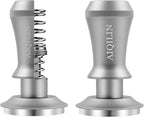 Espresso Tamper, Constant 30lb Coffee Tamper with double Calibrated Spring Loaded, Stainless Steel double spring loaded Coffee Tamper Fits for All Portafilters- Flat Base (51mm, SILVER)