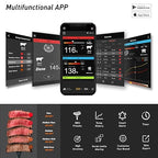 Wireless Meat Thermometer for Grilling – Bluetooth 5.2 Smart Cooking Thermometer with App, Rechargeable, 304 Stainless Steel, Long Range, Food-Grade for Oven, Smoker, BBQ